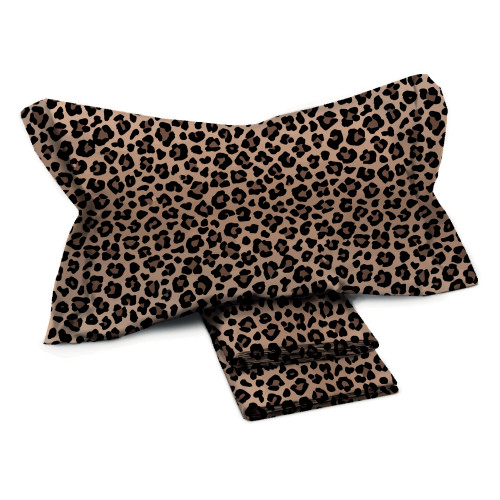 Juego de sábanas dobles 2 cuadradas con estampado de leopardo en puro algodón