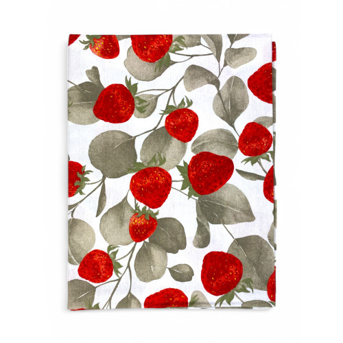Mantel de algodón Sissi – Estampado de fresa – Made in Italy – Hecho a mano y lavable