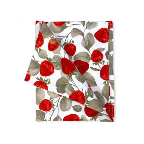 Sissi Cotton Tablecloth – Strawberry Print – Made in Italy – Handcrafted and Washable