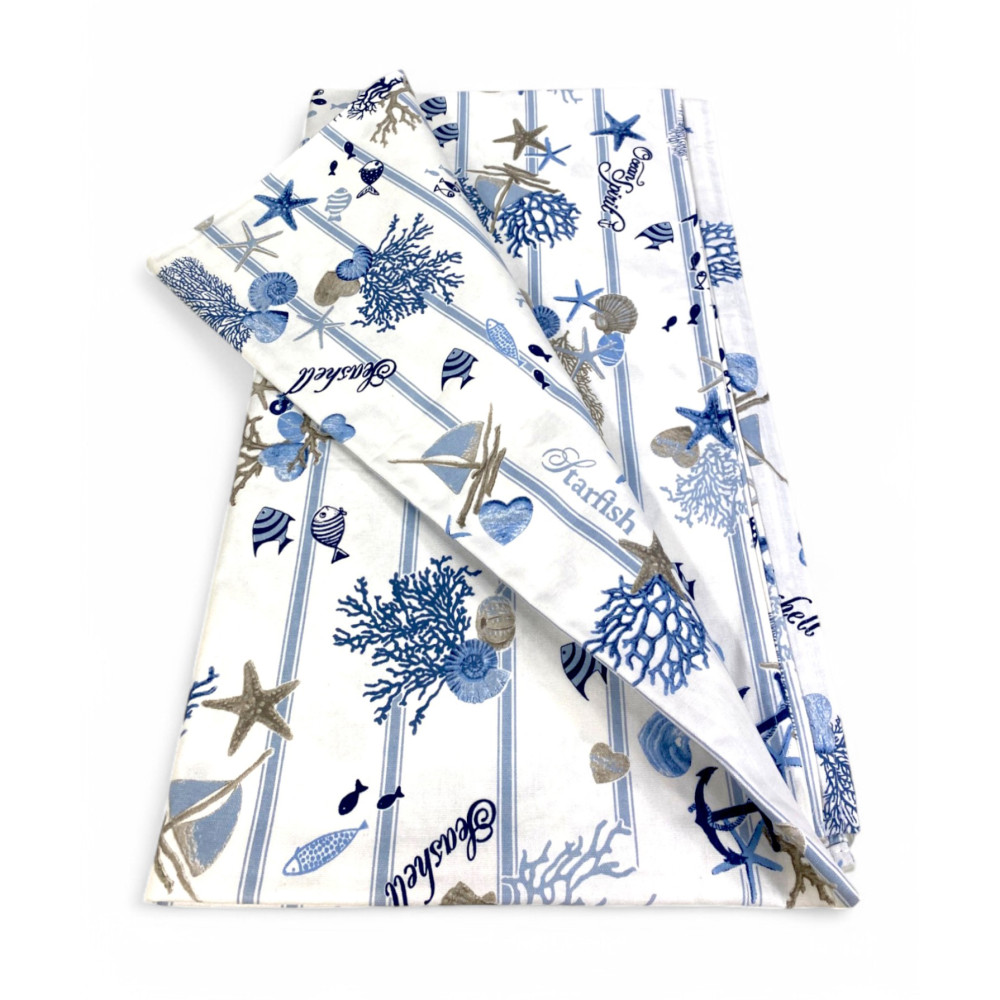 Sissi Mare and Stripe Cotton Tablecloth – Nautical Style – Made in Italy – Washable