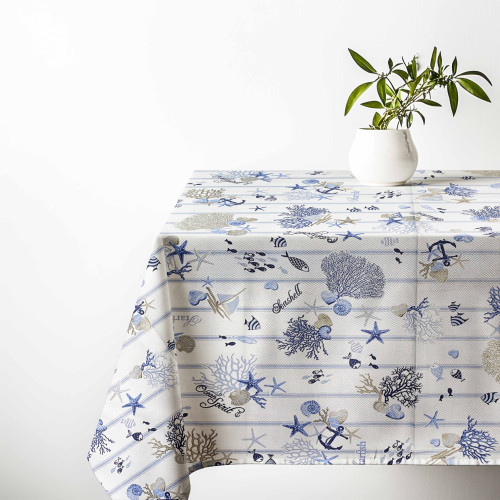 Tovaglia in Cotone Sissi Mare e Riga – Stile Marinaro – Made in Italy – Lavabile
