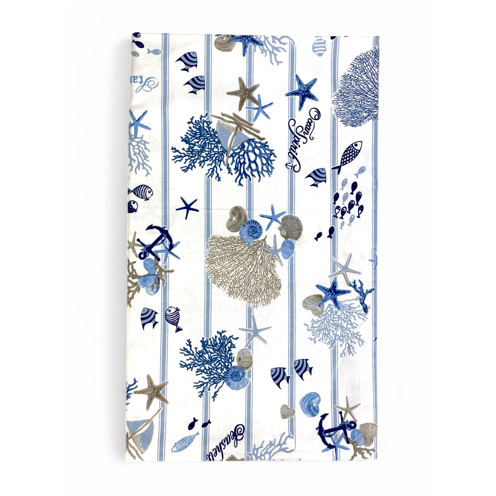Sissi Mare and Stripe Cotton Tablecloth – Nautical Style – Made in Italy – Washable