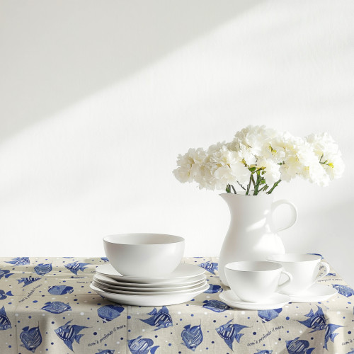 Dory Tablecloth "How Deep is the Sea" – Heavy Cotton – Made in Italy – Washable