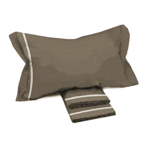 Doppelte Baumwollbettwäsche MAXI Tex Family - Modernes Design "Time" beige Farbe