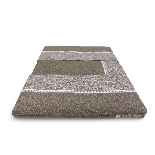 Doppelte Baumwollbettwäsche MAXI Tex Family - Modernes Design "Time" beige Farbe