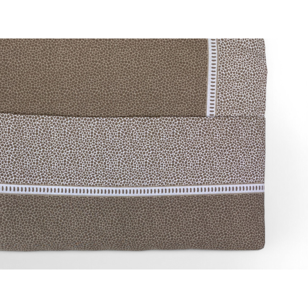 Sábanas dobles de algodón MAXI Tex Family - Diseño moderno "Time" color beige