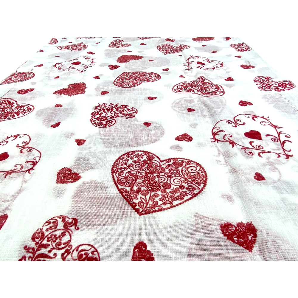 Paar Red Heart Glasvorhänge cm. 60 von Fenster und Tür