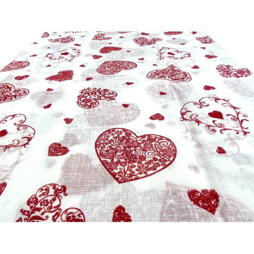 Coppia TENDINA a vetro Cuore Rosso larga cm. 60 da Finestra e da Porta