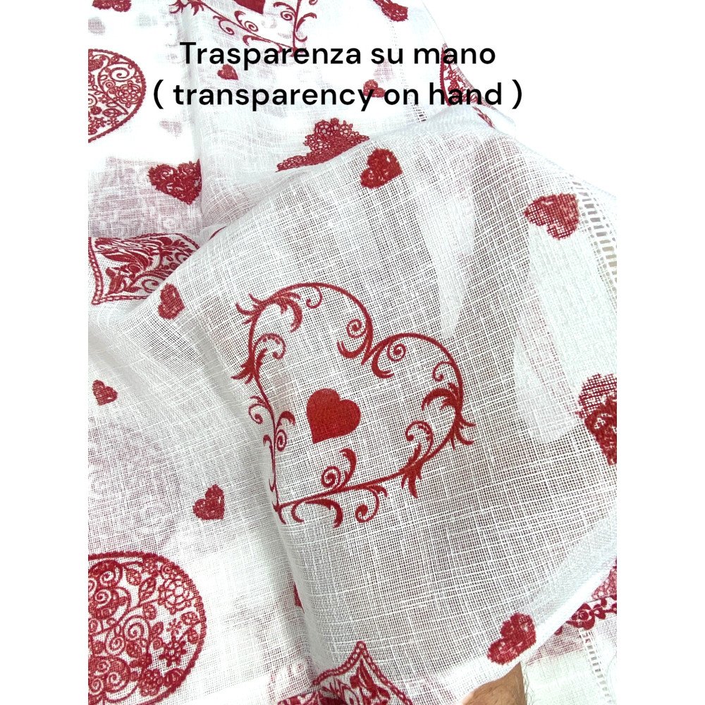 Paar Red Heart Glasvorhänge cm. 60 von Fenster und Tür