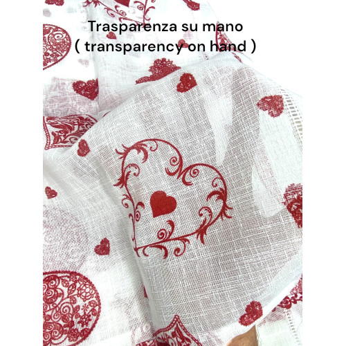 Coppia TENDINA a vetro Cuore Rosso larga cm. 60 da Finestra e da Porta