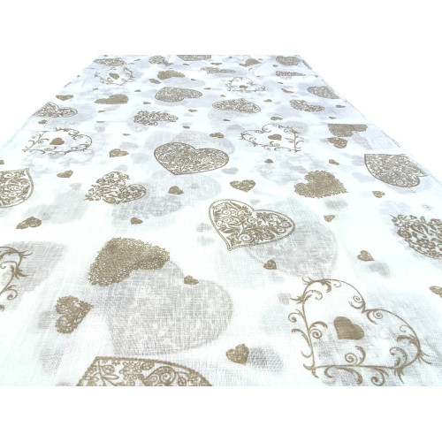 Par de cortinas de cristal Corazón Beige cm. 60 de la ventana y la puerta