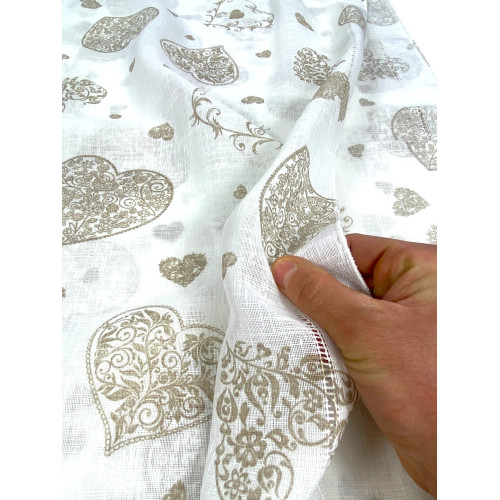 Par de cortinas de cristal Corazón Beige cm. 60 de la ventana y la puerta