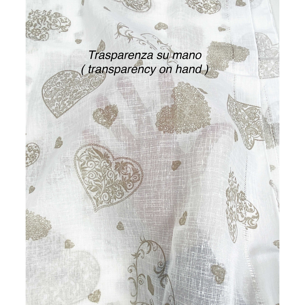 Paar beige Herz Glasvorhang cm. 60 von Fenster und Tür