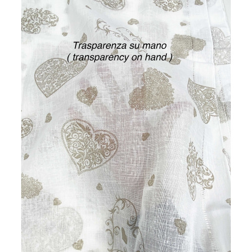 Par de cortinas de cristal Corazón Beige cm. 60 de la ventana y la puerta