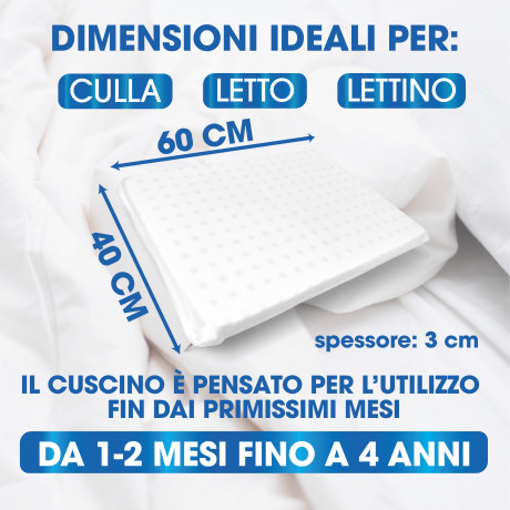 Cuscino Riposino Baby in memory foam 40x60 cm - antisoffoco e sfoderabile