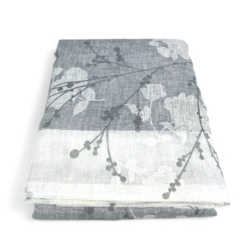 Olinka Vorhang mit Blumen und Lurex - 140x300 cm Grau - Halbtransparentes Polyester - Universelles Gurtband