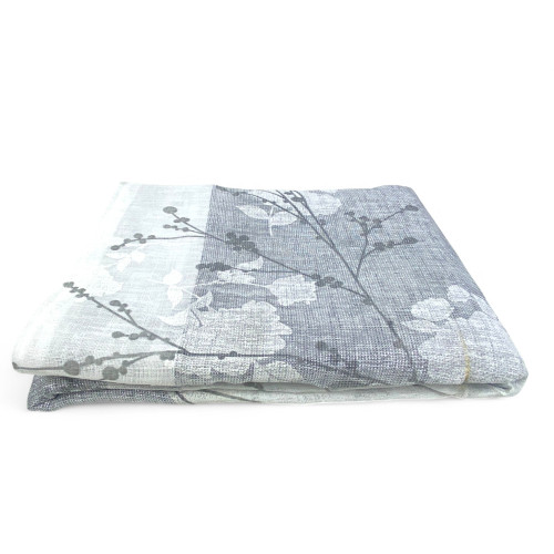 Cortina Olinka con Flores y Lúrex - 140x300 cm Gris - Poliéster semitransparente - Cincha universal