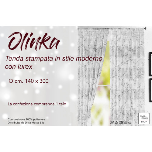 Olinka Curtain with Flowers and Lurex - 140x300 cm Grey - Semi-transparent Polyester - Universal Webbing