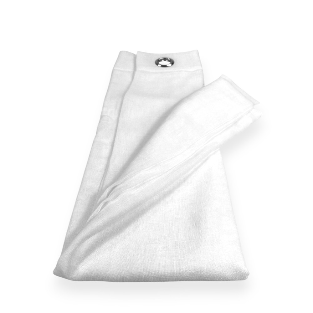 Simply Linen Effect Curtain 140x300 cm White - Solid Semi-Transparent - Polyester with Rings - Modern Style