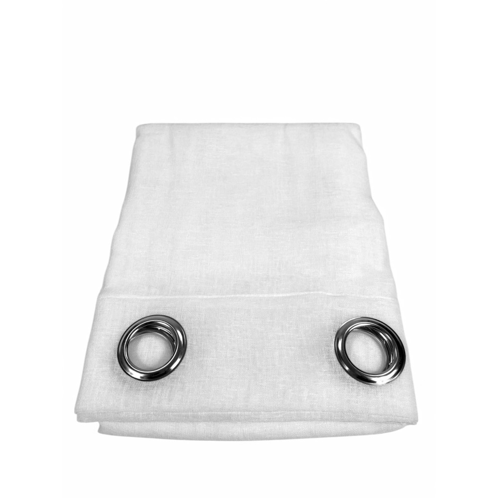 Simply Vorhang mit Leineneffekt 140x300 cm Weiß - Einfarbig Halbtransparent - Polyester mit Ringen - Moderner Stil