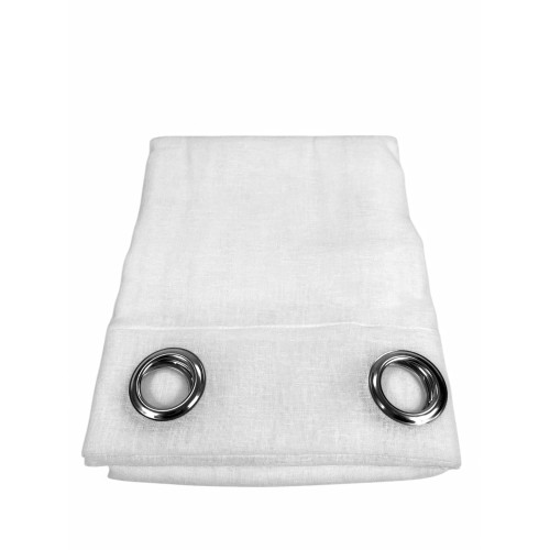 Simply Vorhang mit Leineneffekt 140x300 cm Weiß - Einfarbig Halbtransparent - Polyester mit Ringen - Moderner Stil