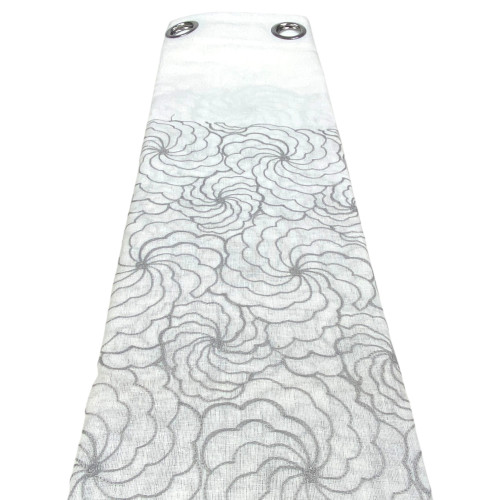 Tenda Chieti Ricamata con Anelli - 140x280 cm Tessuto Grigio - Elegante Motivo Floreale, Pronta all'Uso