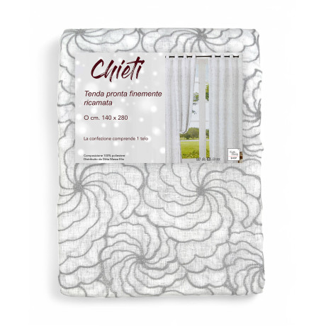 Chieti Curtain 140x280 cm with rings - ivory fabric embroidered modern style