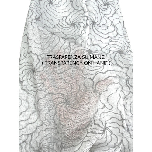 Cortina bordada Chieti con anillos - 140x280 cm Tela gris - Elegante estampado floral, listo para usar