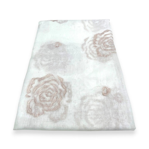 Cortina de Rosas Bordada con Anillos - 140x280 cm Elegante con Rosas en Relieve - Tela Ligera y Decorativa