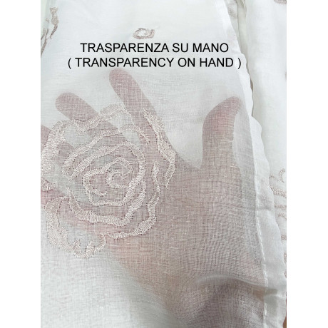 Rose Curtain 140x280 cm with rings - light fabric embroidered with roses