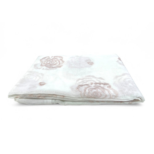 Telo tenda piegato Rose - elegante fantasia floreale su fondo avorio