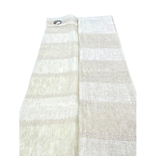 Calcutta Striped Curtain - Modern Panel 140x280 cm Linen Effect - Cream and Ivory Color with Steel Rings