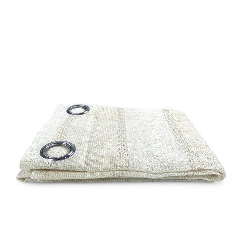 Calcutta Striped Curtain - Modern Panel 140x280 cm Linen Effect - Cream and Ivory Color with Steel Rings