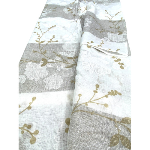 Olinka Zelt mit Blumen und Lurex - 140x300 cm Beige - Halbtransparentes Polyester - Universelles Gurtband
