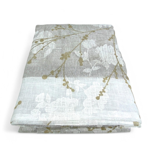 Tienda Olinka con Flores y Lúrex - 140x300 cm Beige - Poliéster Semitransparente - Cincha Universal