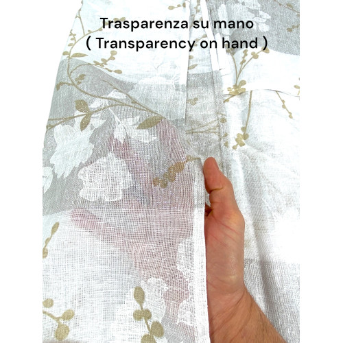 Olinka Tent with Flowers and Lurex - 140x300 cm Beige - Semitransparent Polyester - Universal Webbing