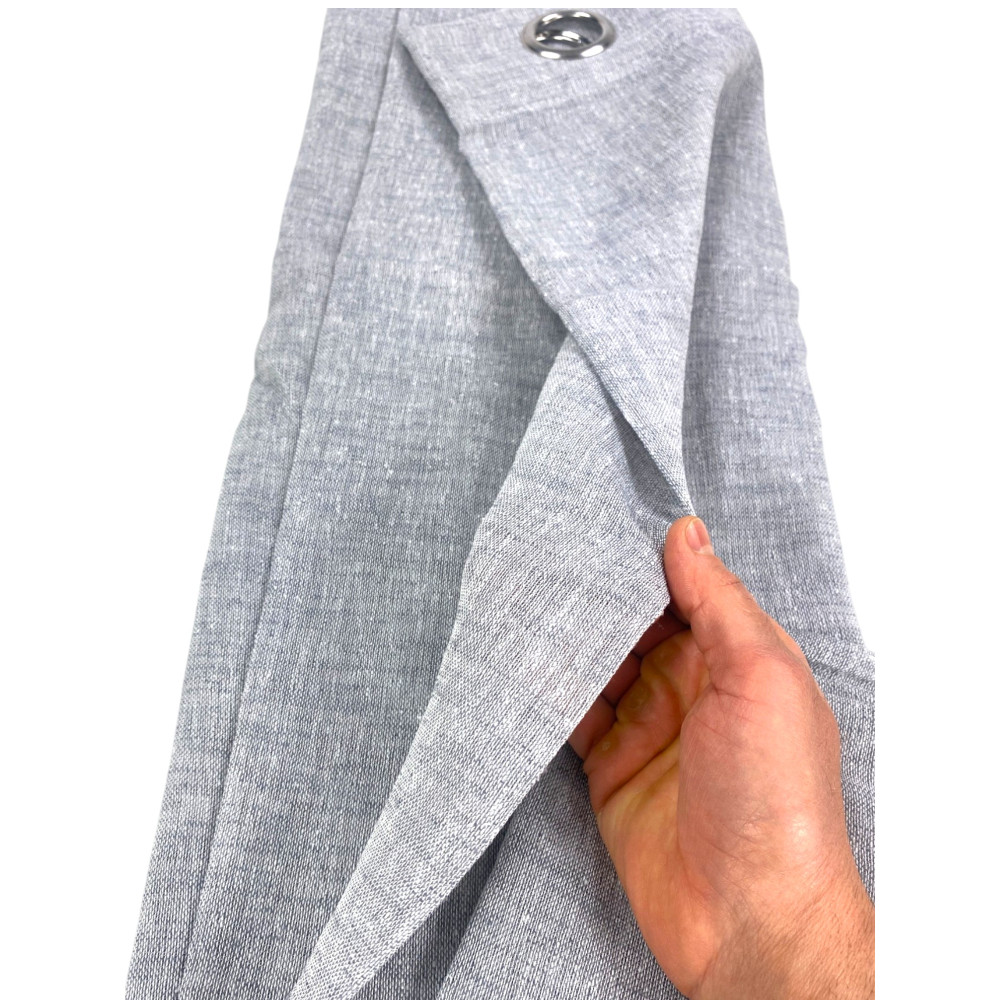 Simply Vorhang mit Leineneffekt 140x300 cm Grau - Einfarbig Halbtransparent - Polyester mit Ringen - Moderner Stil