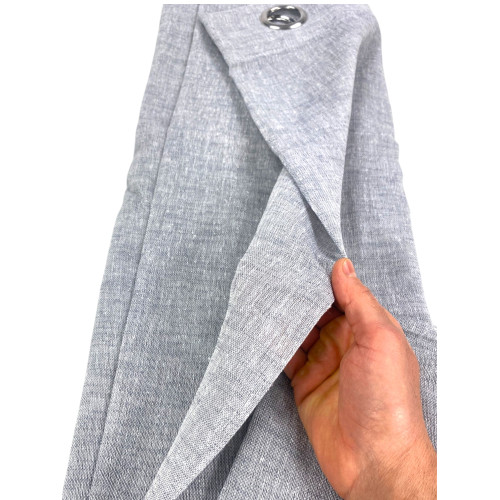Rideau Simply Linen Effect 140x300 cm Gris - Solide Semi-transparent - Polyester avec anneaux - Style moderne