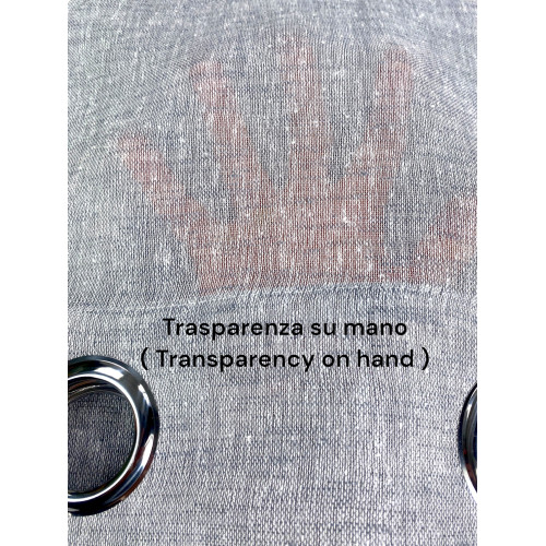 Simply Linen Effect Curtain 140x300 cm Grey - Solid Semi-transparent - Polyester with Rings - Modern Style