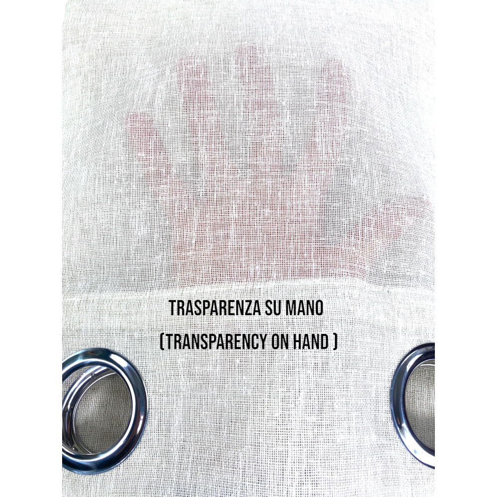 Simply Linen Effect Curtain 140x300 cm Beige - Solid Semi-Transparent - Polyester with Rings - Modern Style