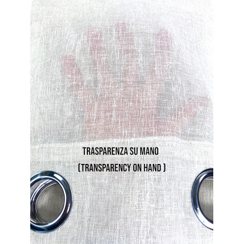 Simply Linen Effect Curtain 140x300 cm Beige - Solid Semi-Transparent - Polyester with Rings - Modern Style