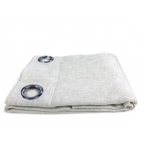 Rideau effet Lin Simply 140x300 cm Beige - Solide Semi-Transparent - Polyester avec Anneaux - Style Moderne