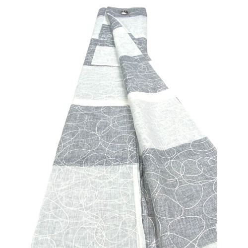 Nettuno Bordado Rayas 140x300 cm Gris con Lúrex - Estilo Moderno - Poliéster Semitransparente con Anillas