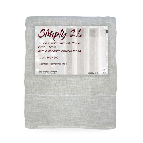 Simply 2.0 Beige Rideau Effet Lin - 200x300 cm - avec Ruban pour Bâton ou Rail - Couleur Unie Naturelle
