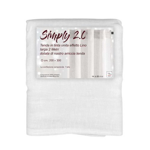 Simply 2.0 weißer Vorhang mit Leineneffekt 200x300 mit Klebeband für Stöcke oder Schienen