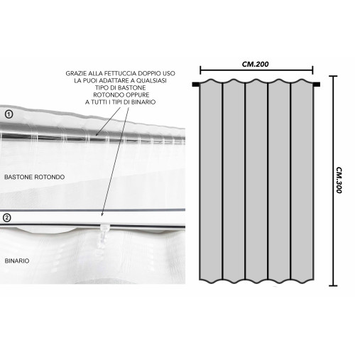 Simply 2.0 Vorhang Weißer Leineneffekt - 200x300 cm - mit Klebeband für Stock oder Schiene - Natürliche Unifarbe