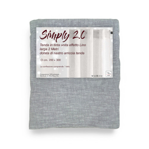 Simply 2.0 grauer Vorhang mit Leineneffekt 200x300 mit Klebeband für Stöcke und Schienen