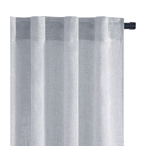 Tessuto semitrasparente con texture naturale in tonalità grigio perla