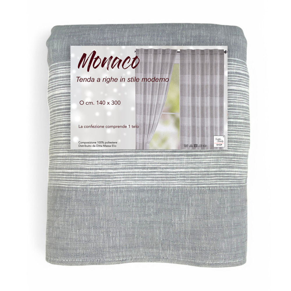 Monaco Graues Zelt 140x300 cm mit modernen Streifen und Klebeband für Stock oder Schiene Monaco Graues Zelt 140x300 cm mit modernen Streifen und Klebeband für Stock oder Schiene