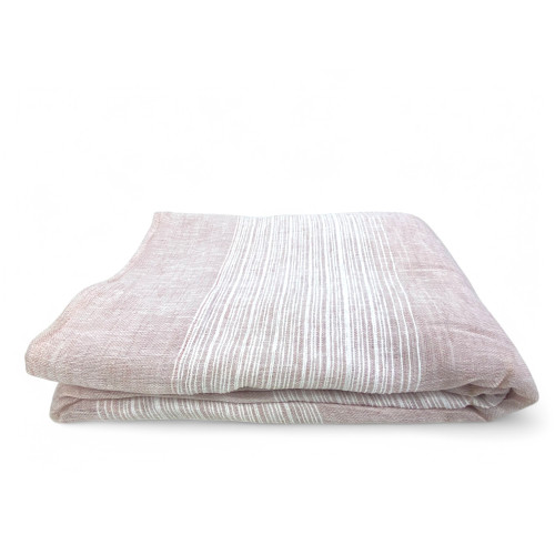 Semi-transparent pink fabric with modern stripe pattern
